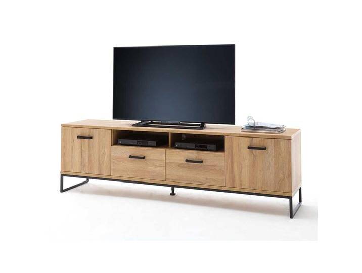 TV Board in Wildeichefarben und Schwarz 60 cm hoch von Pharao24.de