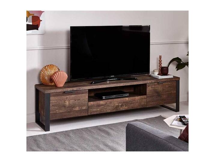 TV Lowboard TV Board mit Türen und einem offenen Gerätefach von Pharao24.de