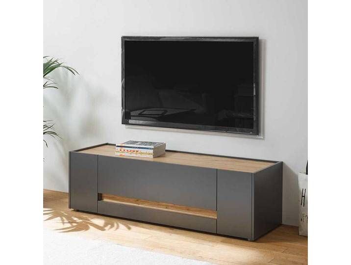 TV Lowboard in Anthrazit und Wildeiche Optik 140 cm breit von Pharao24.de