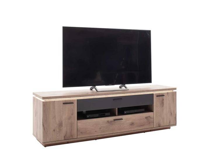 TV Lowboard mit LED Beleuchtung Wildeichefarben und Anthrazit von Pharao24.de