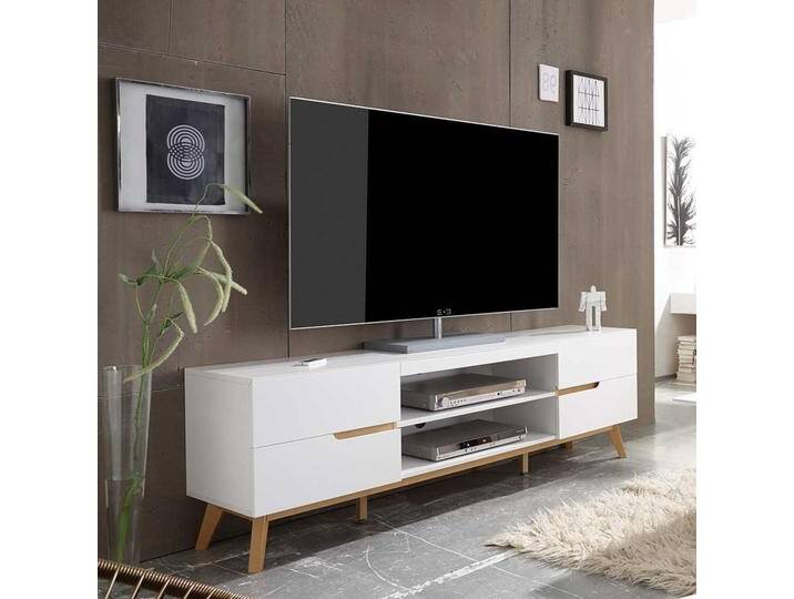 TV Unterschrank in Weiß und Asteiche 160 cm von Pharao24.de