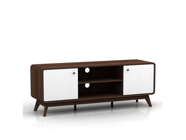 TV Unterschrank in Weiß und Walnussfarben Skandi Design von Pharao24.de