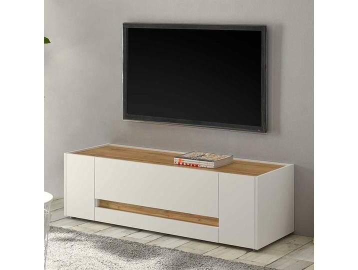 TV Unterschrank in Weiß und Wildeiche Optik 140 cm breit TV Unterschrank in Weiß und Wildeiche Optik 140 cm breit von Pharao24.de