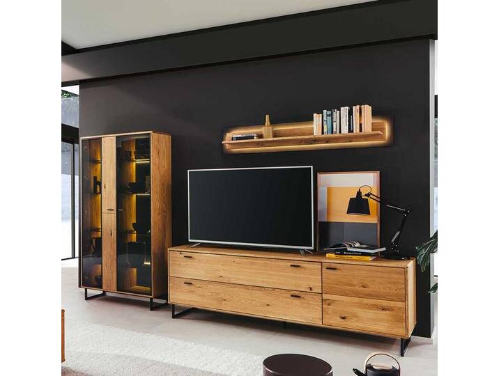 TV Wohnwand Wildeiche hochwertiges Material modernem Design (dreiteilig) von Pharao24.de