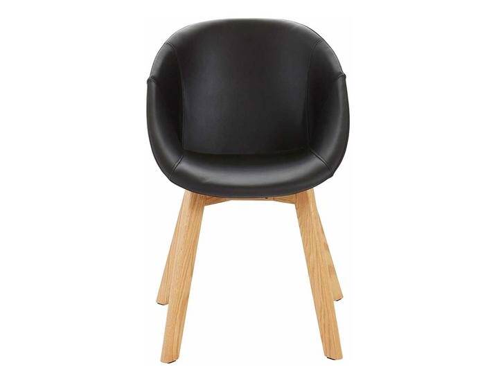 Tischsessel in Schwarz Kunstleder Massivholzgestell (2er Set) von Pharao24.de