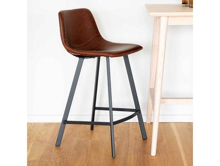 Tresenstühle, Braun, 45x50x89 cm, Kunstleder & Metall, 2er Set, Industrial & Modern von Pharao24.de