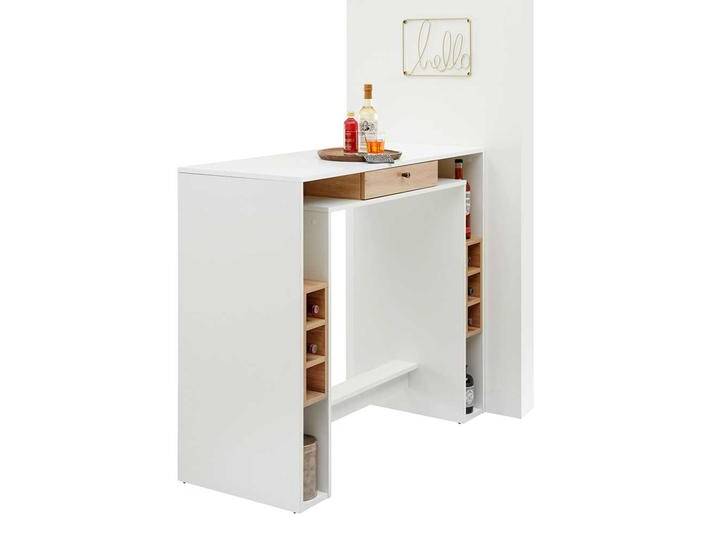 Tresentisch Küche in Weiß und Wildeiche Holzoptik 103 cm hoch von Pharao24.de