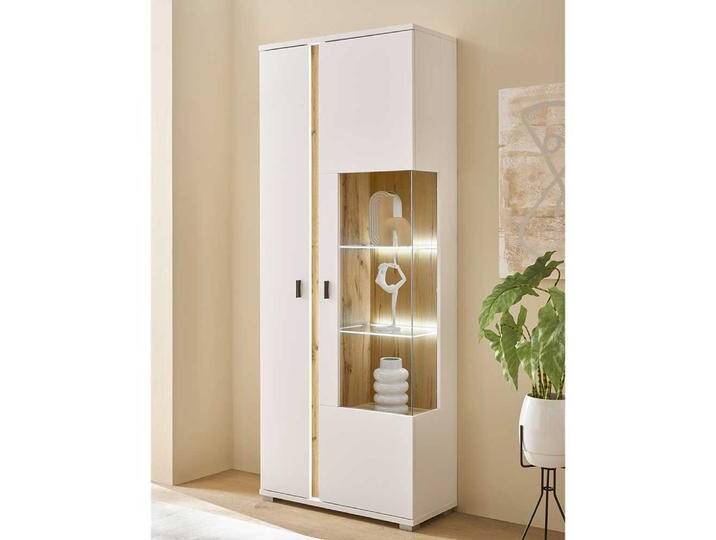 Vitrine Glastür rechts in Weiß Wildeichefarben Vitrine Glastür rechts in Weiß Wildeichefarben von Pharao24.de