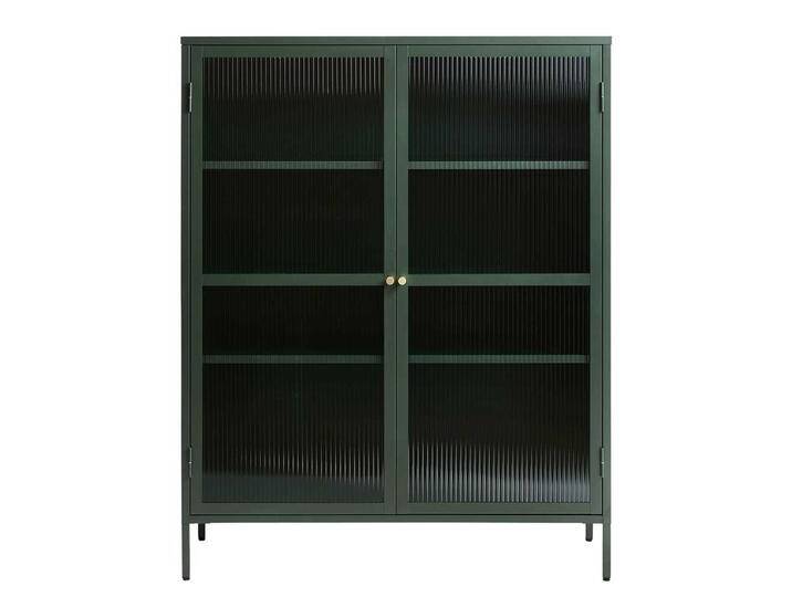 Vitrine Grün mit Rippenglas Türen Metall Oberfläche pulverbeschichtet Vitrine Grün mit Rippenglas Türen Metall Oberfläche pulverbeschichtet von Pharao24.de