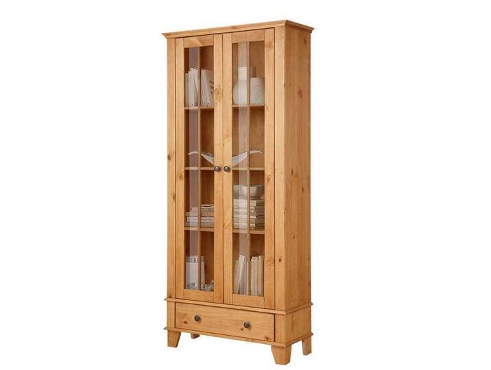 Vitrine Standvitrine aus Kiefer Massivholz mit Glastüren von Pharao24.de