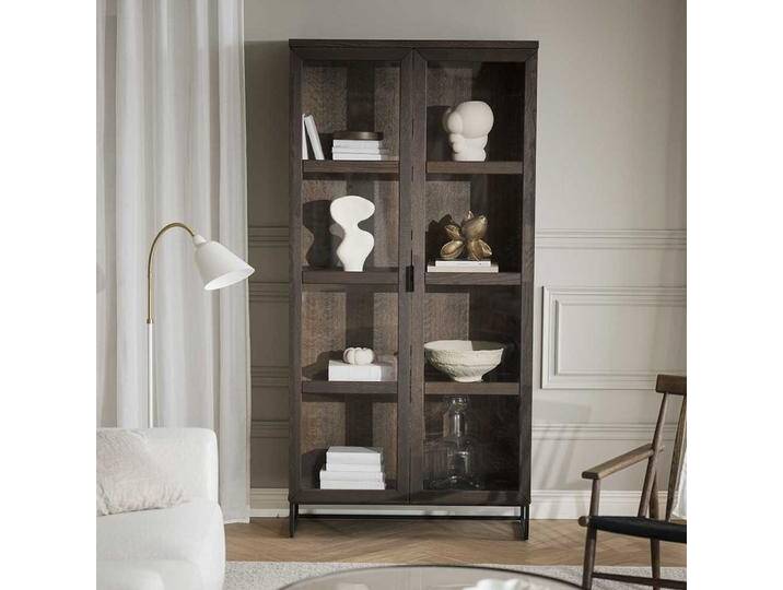 Vitrine Standvitrine mit Glastüren in Holz Braun von Pharao24.de