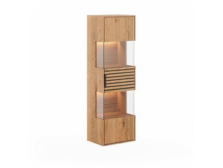 Vitrine Standvitrine mit LED Beleuchtung aus Eiche Massivholz von Pharao24.de