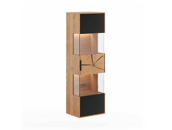 Vitrine Wandvitrine mit LED Beleuchtung und Hirnholz Applikation von Pharao24.de