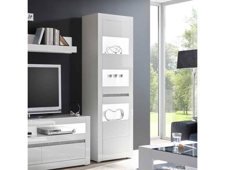 Vitrine in Hochglanz Weiß und Beton Grau modern von Pharao24.de