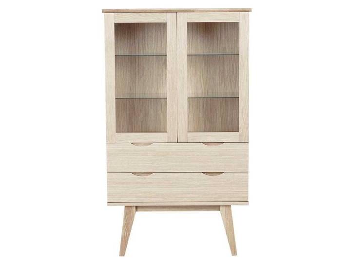 Vitrinenschrank in Eiche White Wash 140 cm hoch von Pharao24.de