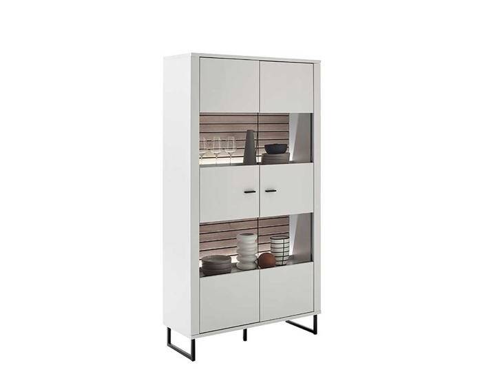 Vitrinenschrank weiß modern Rückwand Wildeiche Holzoptik 185 cm hoch Vitrinenschrank weiß modern Rückwand Wildeiche Holzoptik 185 cm hoch von Pharao24.de