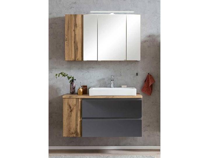 Waschplatz mit Spiegelschrank in Wildeichefarben Dunkelgrau (zweiteilig) von Pharao24.de