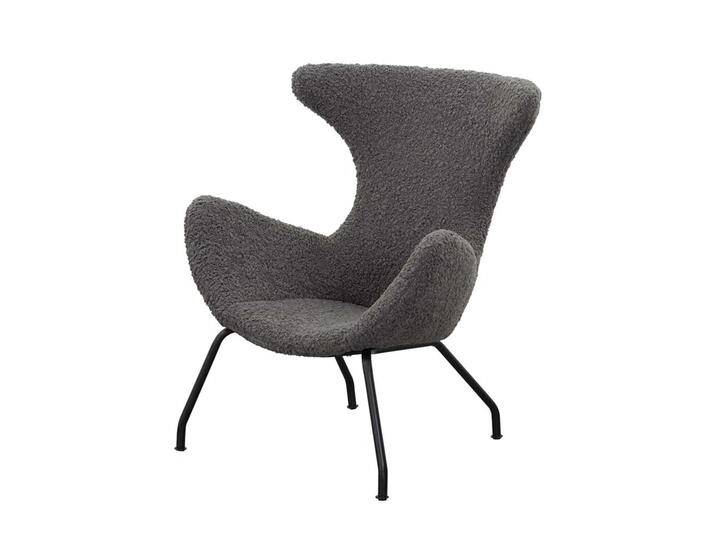 Polstersessel, Dunkelgrau, 77x62x95 cm, Webplüsch & Metall, Ohrensessel, Skandi Modern von Pharao24.de