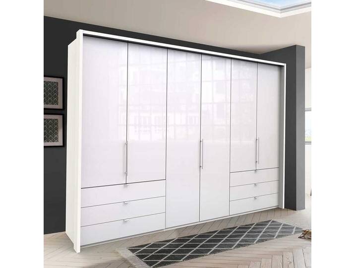 Weißer Falttürenschrank mit viel Stauraum glasbeschichtet von Pharao24.de