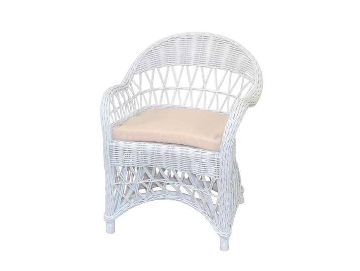 Weißer Korbsessel aus Rattan Geflecht Landhausstil von Pharao24.de
