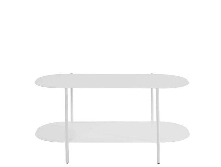 Weißer Metall Wohnzimmer Tisch in ovaler Form 100 cm breit von Pharao24.de