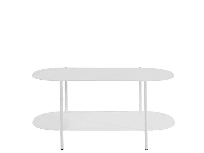 Weißer Metall Wohnzimmer Tisch in ovaler Form 100 cm breit von Pharao24.de