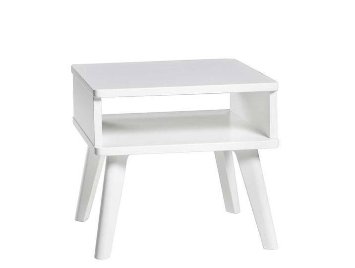 Weißer Nachttisch aus Buche Massivholz lackiert 42 cm hoch von Pharao24.de