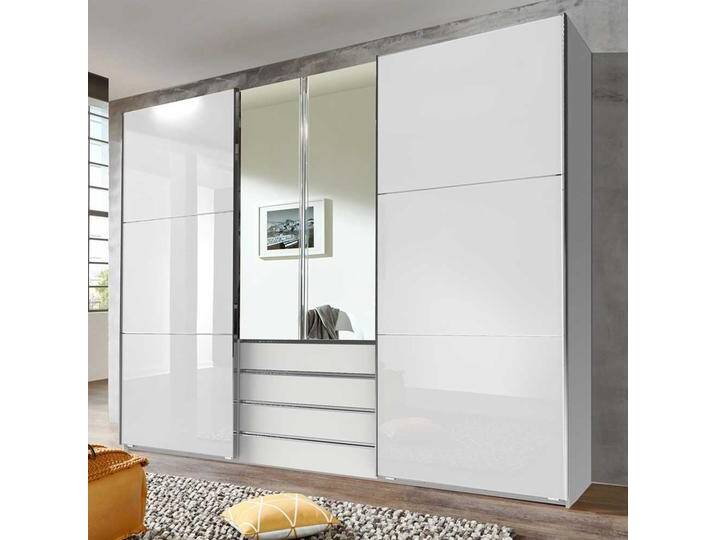 Weißer Schlafzimmerkleiderschrank mit Dreh- und Schiebetüren Made in Germany von Pharao24.de