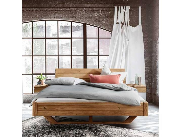 Wildeiche Massivholz Bett 43 cm Einstiegshöhe Holz Kufen von Pharao24.de