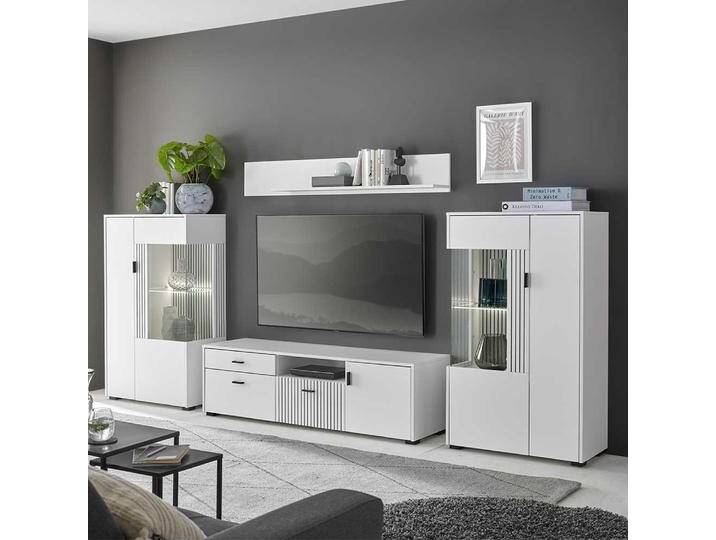 Wohnzimmer Anbauwand in modernem Design Weiß (vierteilig) von Pharao24.de