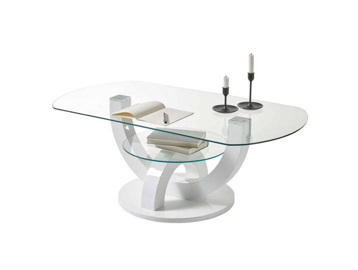 Wohnzimmer Design Tisch in Weiß ovaler Tischplatte von Pharao24.de