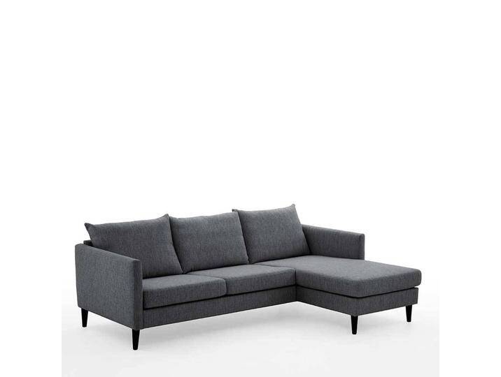 Wohnzimmer Ecksofa in Anthrazit Webstoff Skandi Design von Pharao24.de