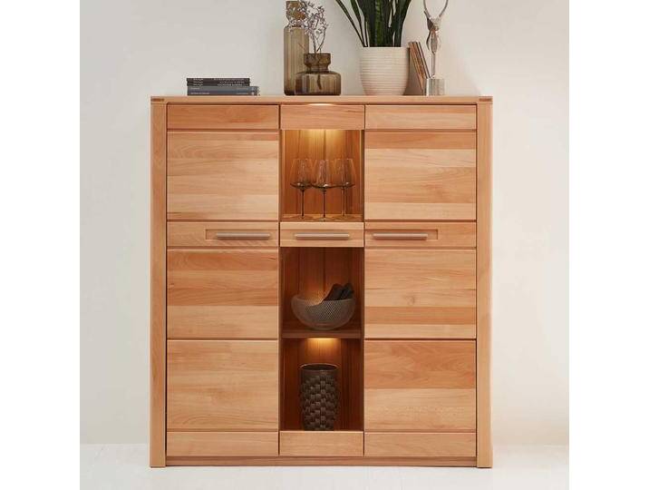 Wohnzimmer Highboard Kernbuche teilmassiv LED Beleuchtung von Pharao24.de
