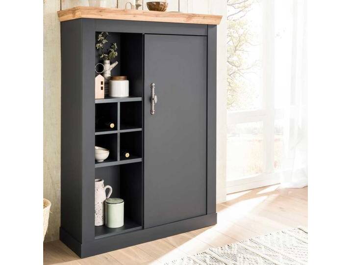 Wohnzimmer Highboard Landhaus in Grau und Wildeiche NB 146 cm hoch von Pharao24.de