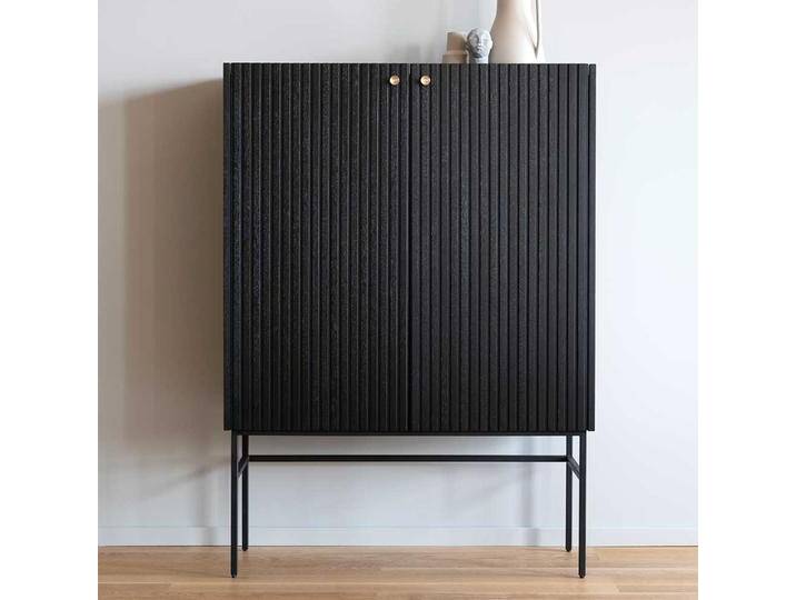 Wohnzimmer Highboard in Schwarz Eiche teilmassiv 100 cm breit von Pharao24.de