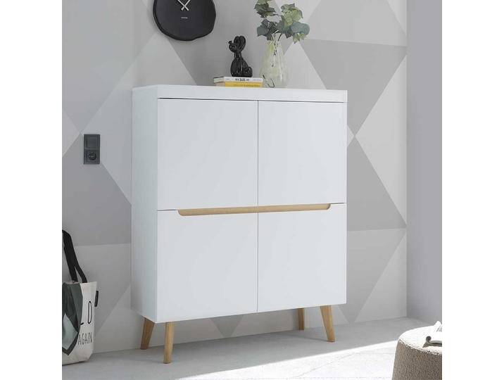 Wohnzimmer Highboard in Weiß Eichefarben von Pharao24.de