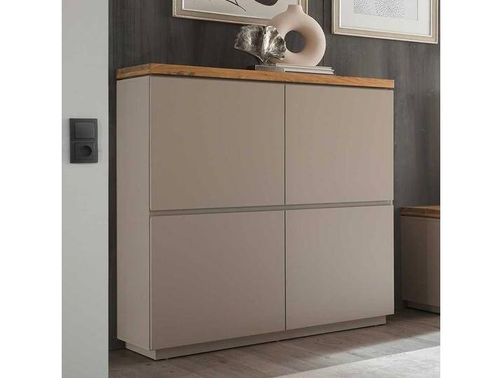 Wohnzimmer Highboard modern in Taupe lackiert Akaziefarben von Pharao24.de