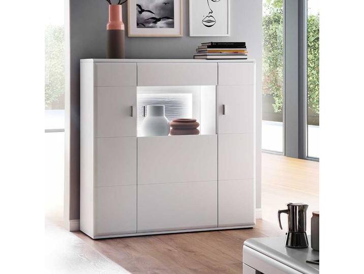 Wohnzimmer Kommode in Weiß und Anthrazit 120 cm breit von Pharao24.de