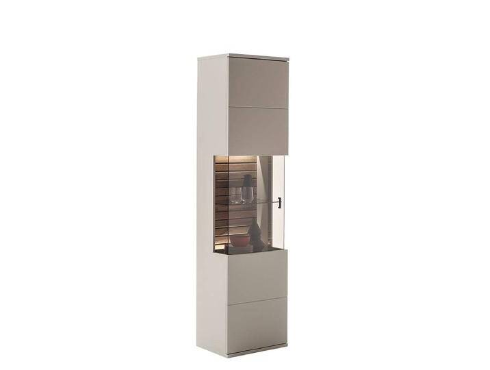 Wohnzimmer Schrank Vitrine Stauraum in Grau mit Glastür von Pharao24.de