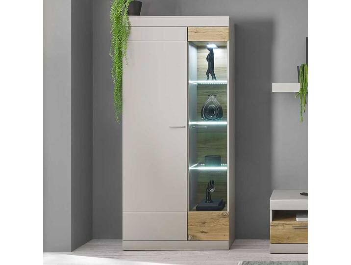Wohnzimmer Schrank mit Glastür Hellgrau und Zinneichefarben Wohnzimmer Schrank mit Glastür Hellgrau und Zinneichefarben von Pharao24.de