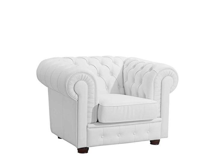 Wohnzimmer Sessel Kunstleder in Weiß Chesterfield Look von Pharao24.de