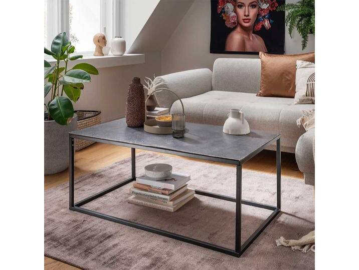 Wohnzimmer Tisch in Dunkelgrau und Schwarz 110 cm breit von Pharao24.de