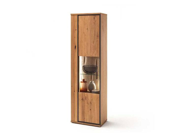 Wohnzimmer Vitrinenschrank in Asteiche Bianco furniert 60 cm breit von Pharao24.de