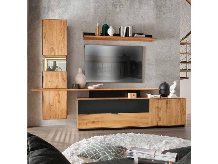 Wohnzimmermöbel Wildeiche in modernem Design LED Beleuchtung (vierteilig) von Pharao24.de