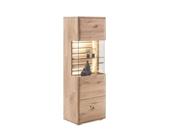 Wohnzimmerschrank Vitrine in Asteiche hell mit Glastür von Pharao24.de