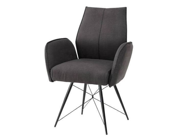 Wohnzimmerstuhl Polsterstuhl in Dunkelgrau mit Ziernaht (2er Set) von Pharao24.de