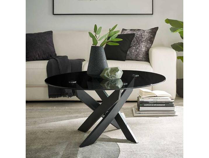 Wohnzimmertisch Designercouchtisch in runder Form aus Rauchglas von Pharao24.de