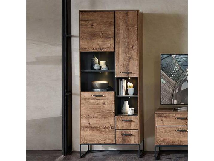 Wohnzimmervitrine in Eiche dunkel Optik Loft Design Wohnzimmervitrine in Eiche dunkel Optik Loft Design von Pharao24.de