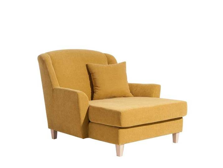 Xxl Sessel gelb Velour im Landhausstil 105 cm Sitztiefe von Pharao24.de