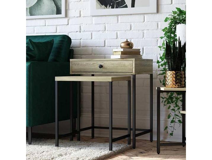 Zwei Beistelltische Sofa in Eichefarben und Schwarz 68 cm hoch (zweiteilig) von Pharao24.de